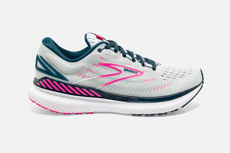 Brooks Glycerin GTS 19 Road Running Shoes - Womens - White/Pink - SG6397820